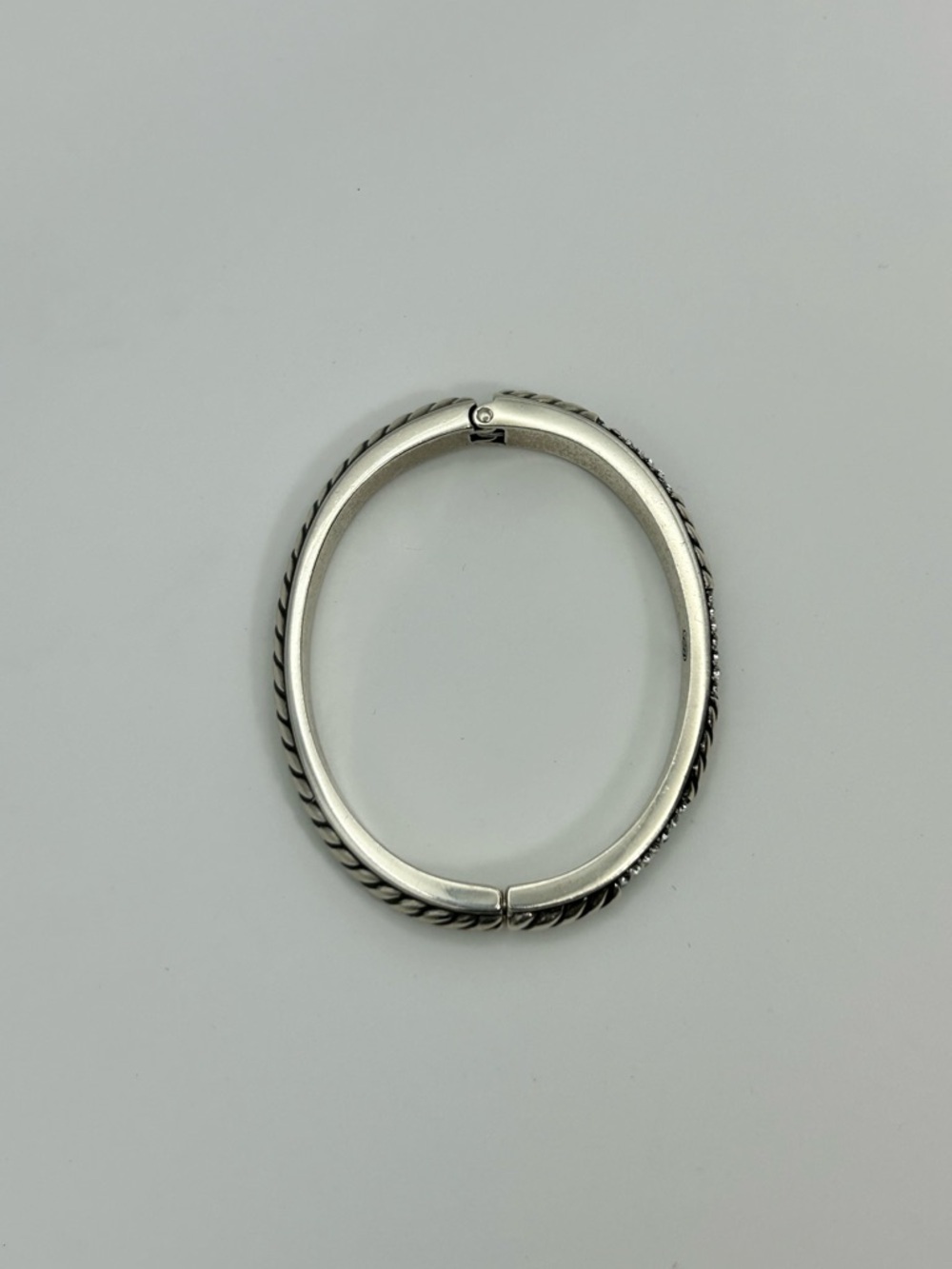 Brighton Sacred Love Bracelet Silver Plated Hinged Clear Crystals Rope Design - Picture 8 of 14
